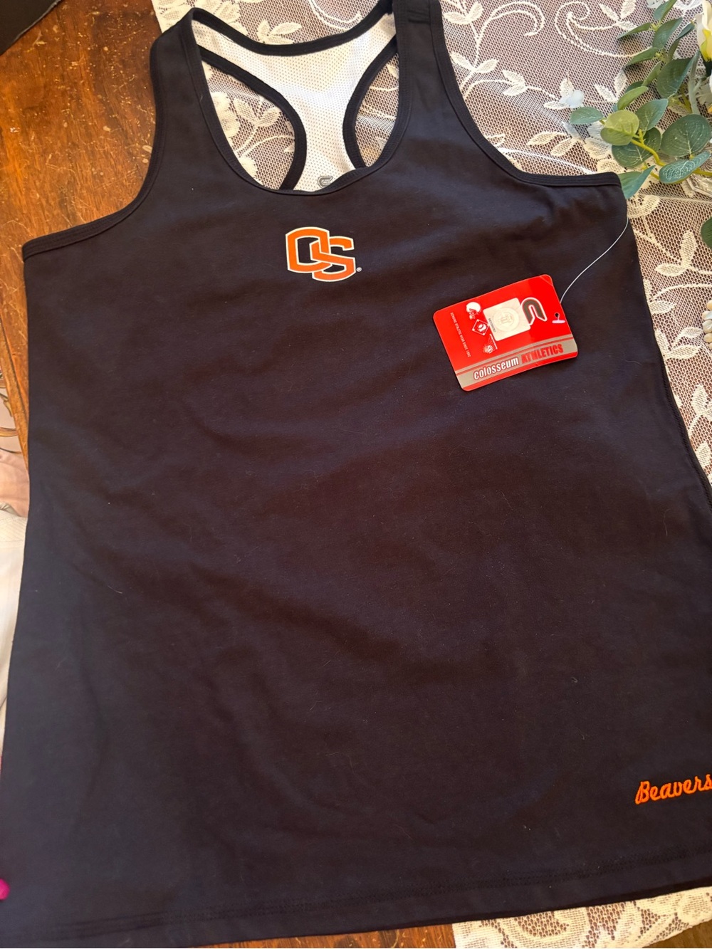 Colosseum XL Black Tank Top with built in Bra and Oregon State Logo